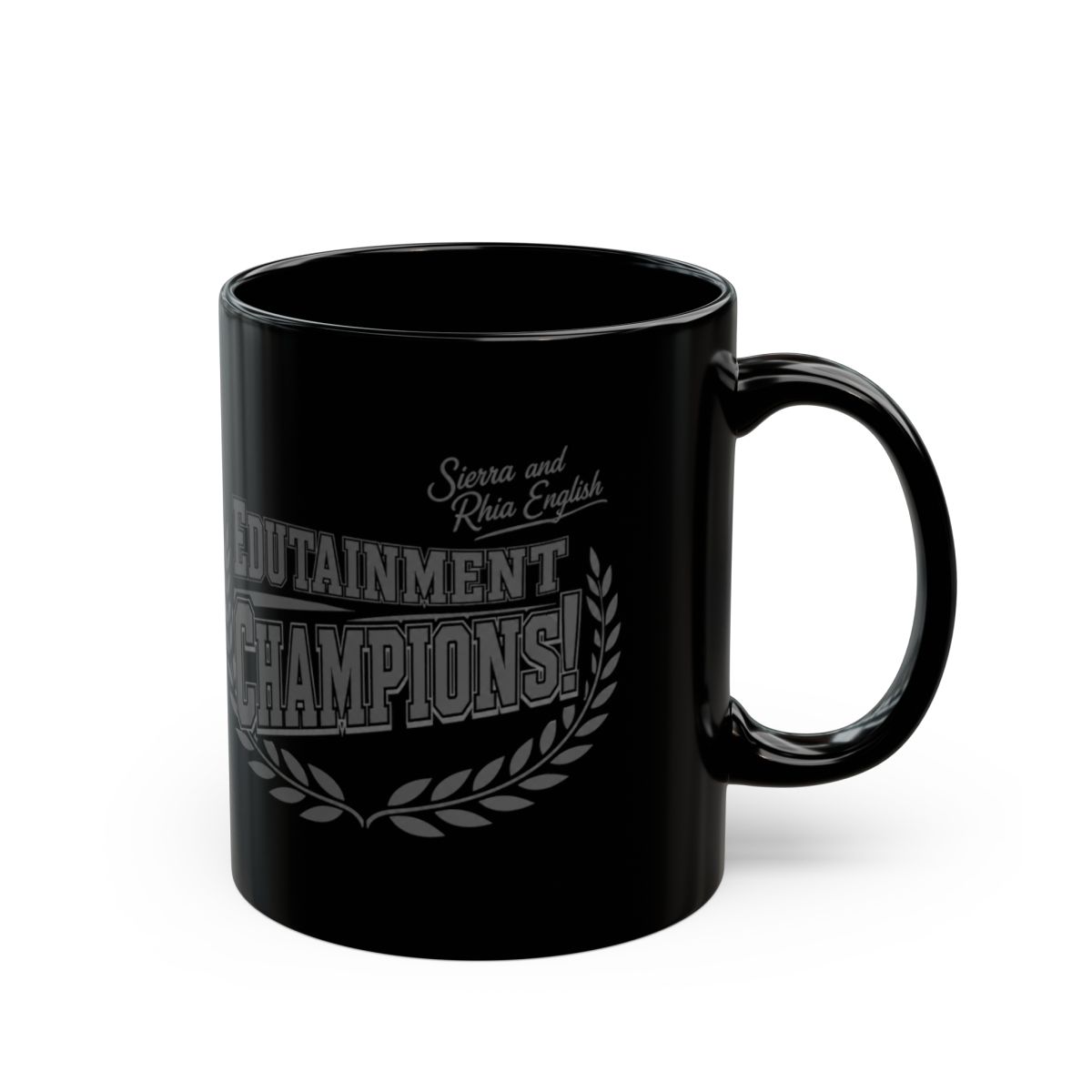 Sierra and Rhia English "Edutainment Champions!" Black Mug - Official mugs merchandise
