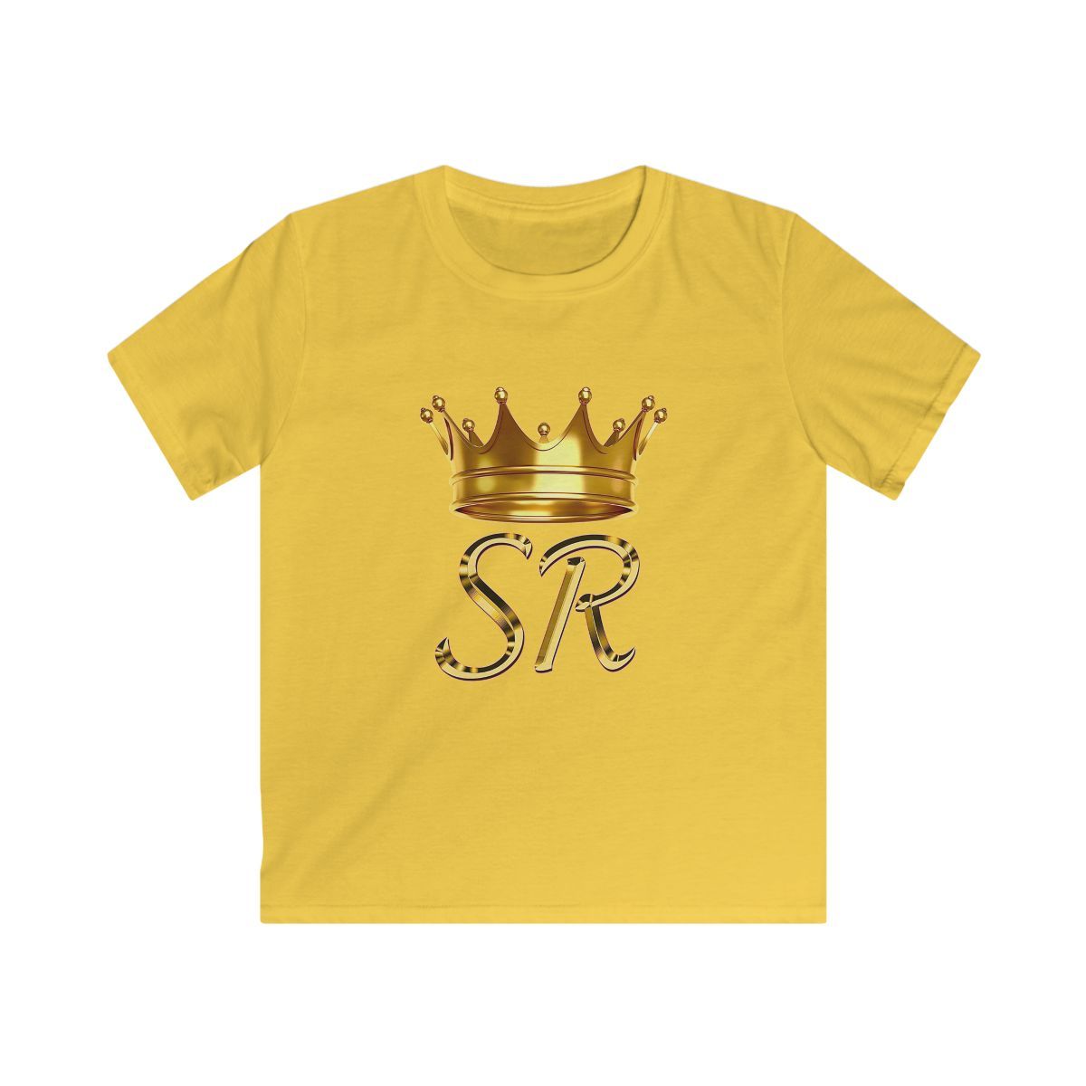 Gold Crown SR Initials Kids Tee | Monogram Crown Shirt Sierra and Rhia English - alternate angle 4, merchandise
