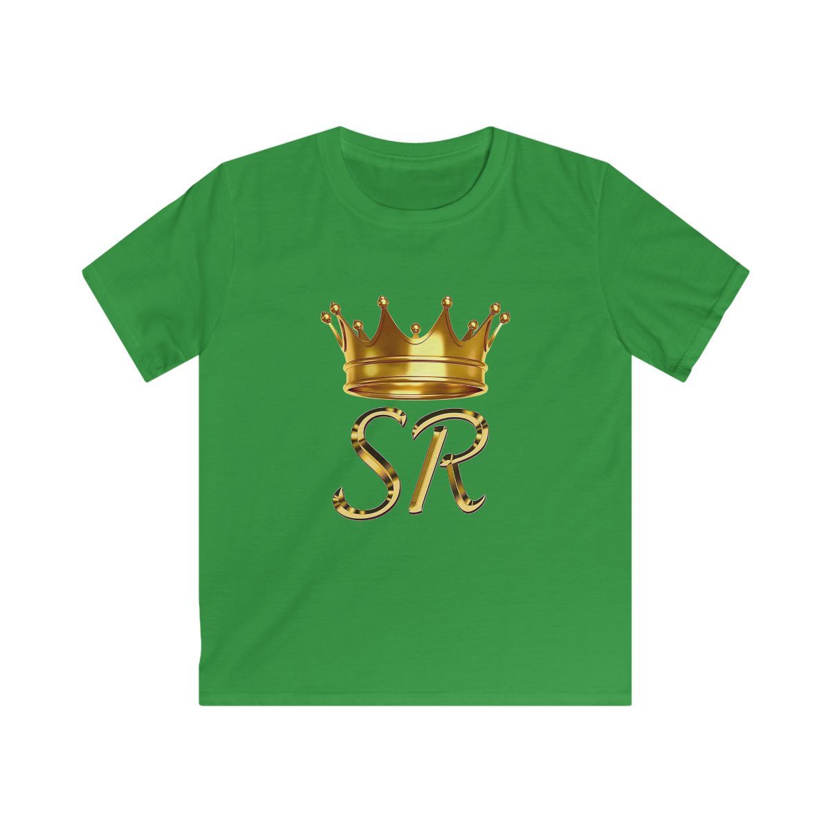 Gold Crown SR Initials Kids Tee | Monogram Crown Shirt Sierra and Rhia English - alternate angle 5, merchandise